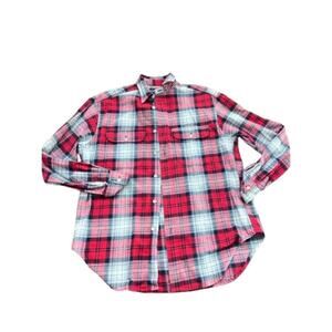Vintage Ralph Lauren Men's Red Plaid Flannel Button Down Shirt Top Size 6